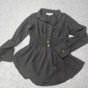 Wishing Waves Black Long Sleeve Blouse Medium Like New Coquette Minimalist